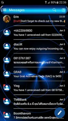 SMS Messages SpheresBlue Theme android App screenshot 4